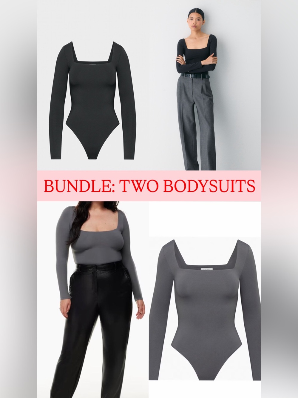 Aritzia Original Contour Square Neck Long Sleeve Bodysuit - TWO
